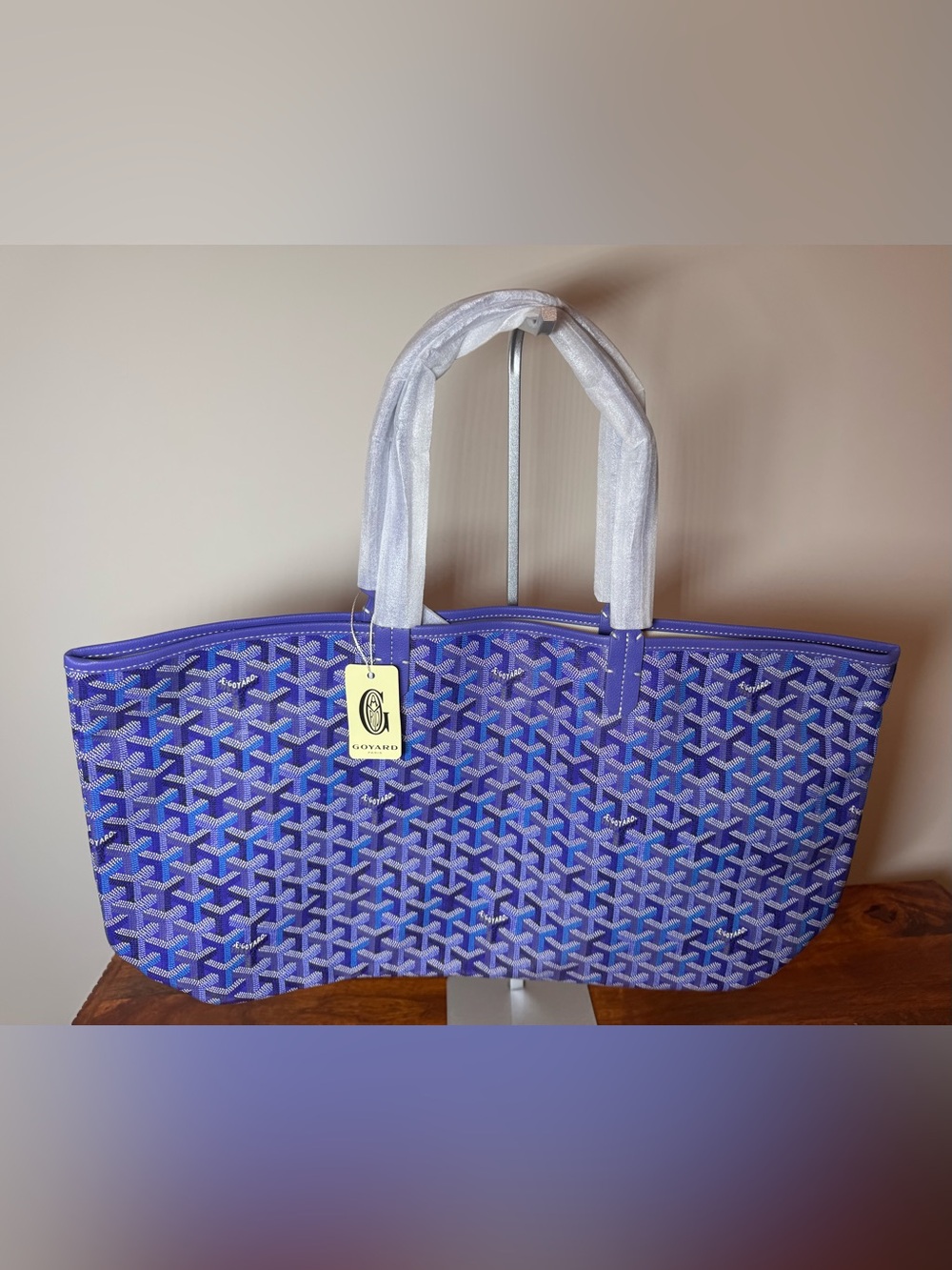 Large Blue/Purple Patterned Canvas Tote Bag. No Brand.